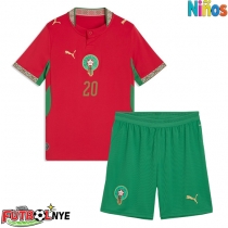 Camiseta Marruecos Ayoub El Kaabi #20 Primera Equipación para niños Mundial 2026 manga corta (+ pantalones cortos)